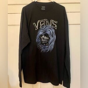 Vans Black and Blue Skull Graphic Long Sleeve Tee